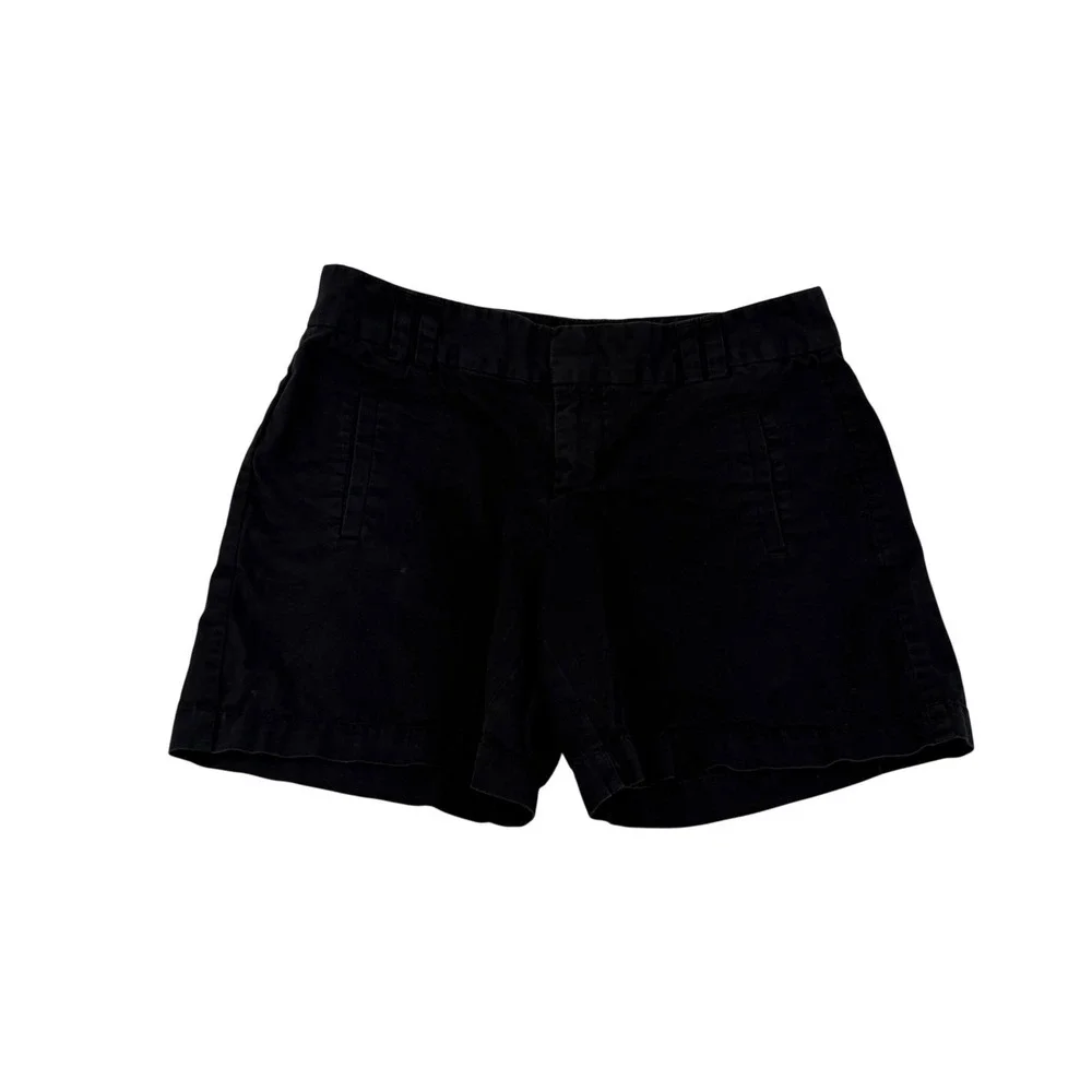 Ann Taylor Loft Womens Chino Shorts Black Size 4 Mid Rise Cotton Twill Casual